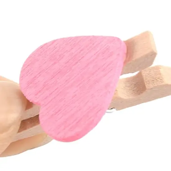 Unique Bargains Heart-shaped Mini Wooden Art Supplies Card Photo Clip 1.2"x0.7"x0.4" 50 Pcs image {2}