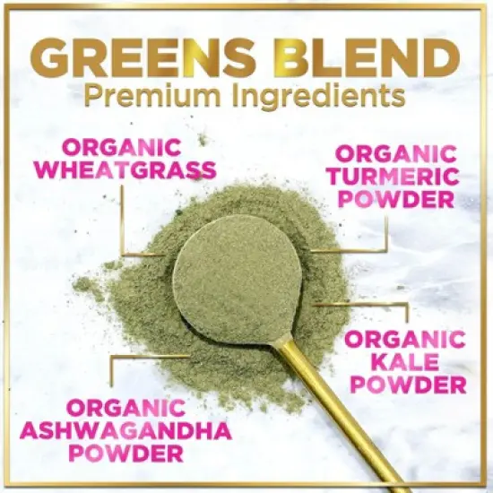 Greens Superfood Powder, Organic Spirulina & Chlorella Greens, Prebiotics & Probiotics, Gut Health & Bloating Support - 28 Servings By Hello Lovely! image {4}
