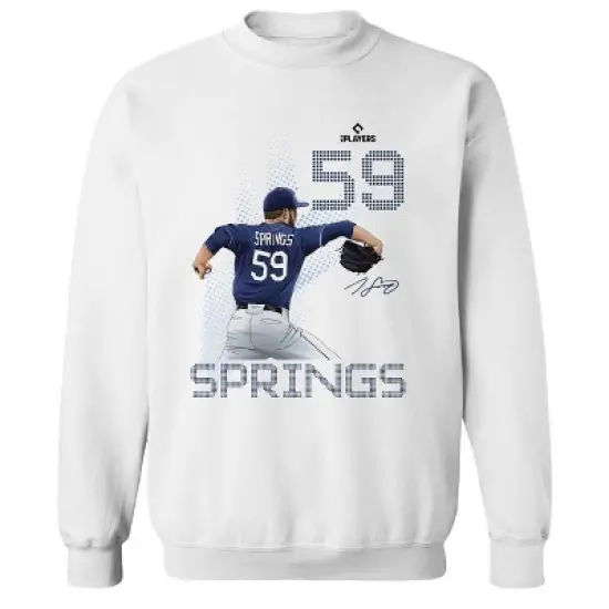 MLBPA Men's Springs Pw Licensed Mlb Jeffrey Springs Tampa Bay Rays Baseball Diamond Shape Long Sleeve Graphic Cotton Pullover Sweatshirt - White M image {4}