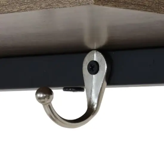 Sunnydaze Indoor Industrial-Style Hall Tree Bench with Coat/Shoe Rack - MDP Shelves with Powder-Coated Steel Frame - Brown - 67 in image {10}