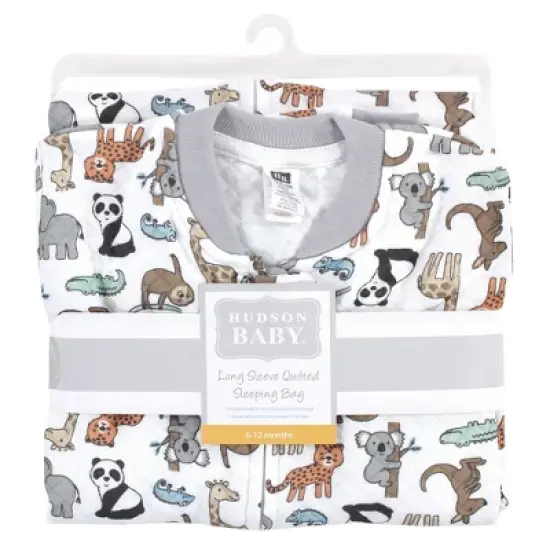 Hudson Baby Infant Boy Premium Quilted Long Sleeve Sleeping Bag and Wearable Blanket, Zoo Animals image {1}