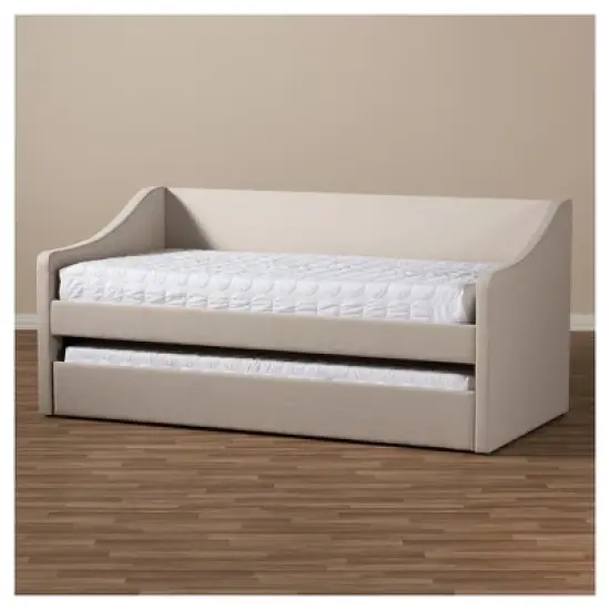 Twin Barnstorm Modern and Contemporary Fabric Upholstered Daybed with Guest Trundle Bed - Baxton Studio image {3}