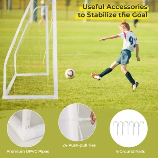 Costway All Weather Soccer Goal Football Training Equipment with Anti-tearing Net image {9}