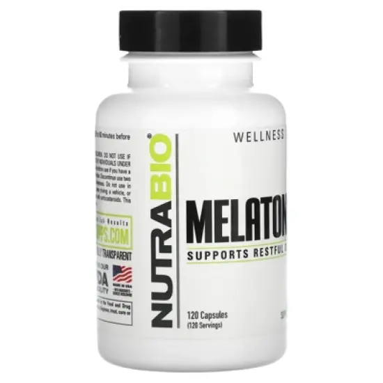 NutraBio Melatonin, 120 Capsules (3 mg per Capsule) image {3}