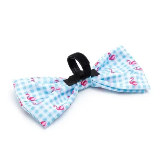 The Worthy Dog Gingham Flamingos Bow Tie Accessory image {1}