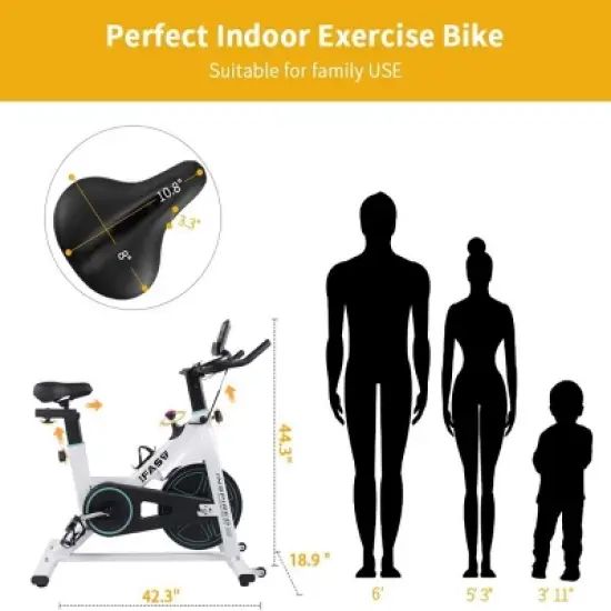 SEVOBAL Adjustable Resistance Indoor Exercise Bike with Quiet Magnetic Drive Stable Flywheel Home Gym Cardio Trainer for Weight Loss and Fitness White image {1}