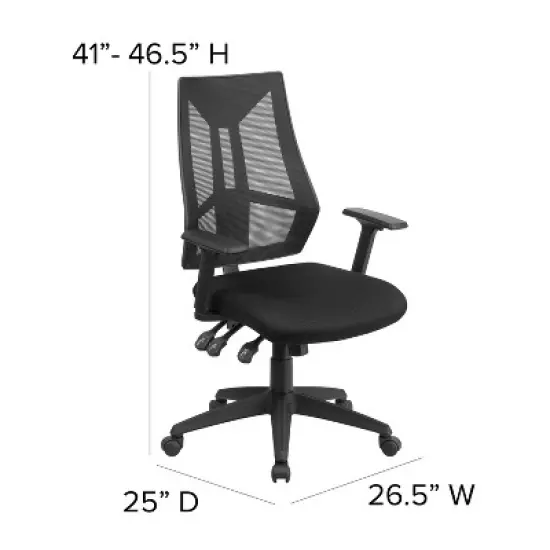 Flash Furniture High Back Black Mesh Multifunction Swivel Ergonomic Task Office Chair with Adjustable Arms image {3}
