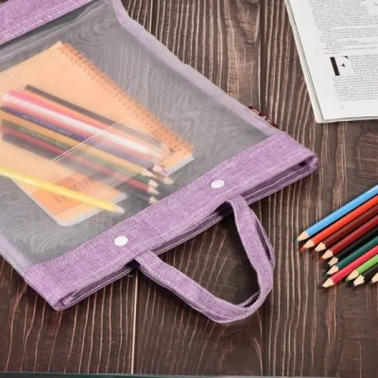 Unique Bargains Nylon Mesh Transparent Document Bag with Handle 13.4" x 11.6" image {4}