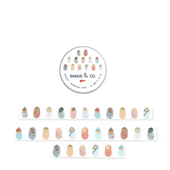 Illustrated Masking Tape by Ramus & Co - 3ct Rolls, Assorted Rolls (Babies + Bunnies + Pink Sunset) image {3}