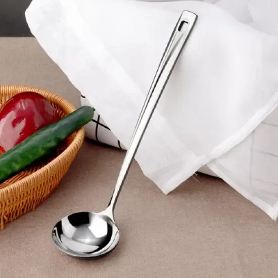 Unique Bargains Stainless Steel Ladle Kitchenware Spoons 11.6" Silver Tone 1 Pc image {8}