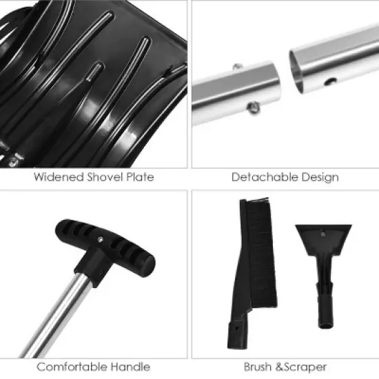 Costway 3-in-1 Snow Shovel w/Ice Scraper &Snow Brush Portable Shovel Kit image {6}