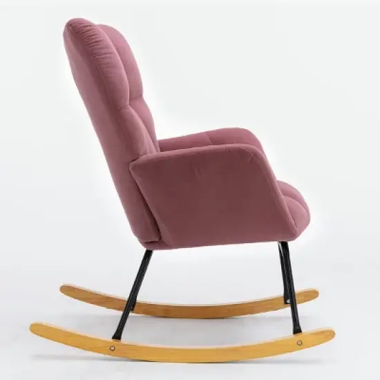 Epping Nursery Rocking Chair,Velvet Upholstered Glider Rocker Rocking Accent Chair,Wingback Rocking Chairs-Maison Boucle image {6}