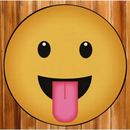 Deerlux Emoji Style Round Funny Smiley Face Kids Area Rug, Tongue Out Emoji Rug image {6}
