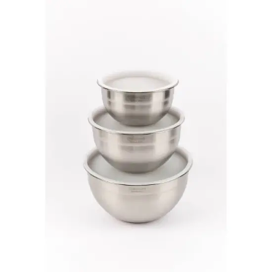 Cuisinart Set of 3 Stainless Steel Mixing Bowls with Lids image {2}