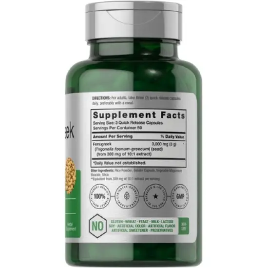 Horb&auml;ach Fenugreek Capsules 3000 mg | 150 Count image {1}