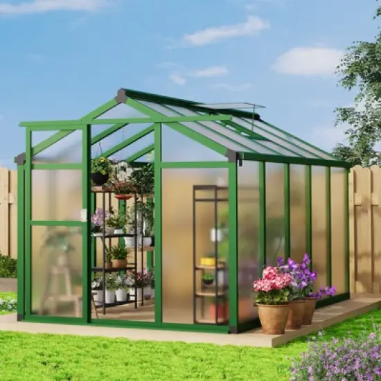 Greenhouses for Outdoors,Large Outdoor Greenhouse with Roof Vent and Heavy-Duty Aluminum Frame,  Walk-in Garden Greenhouse for Backyard, Patio, Lawn image {6}