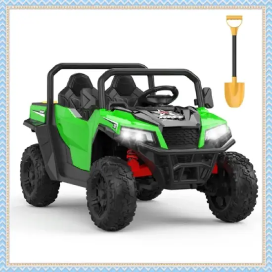 Garvee 24V Kids Ride On Dump Truck with Electric Bed, 2-Seater 4WD Ride Truck w/ Remote Control, Music, LED, Shovel, Gift for Boys & Girls image {10}