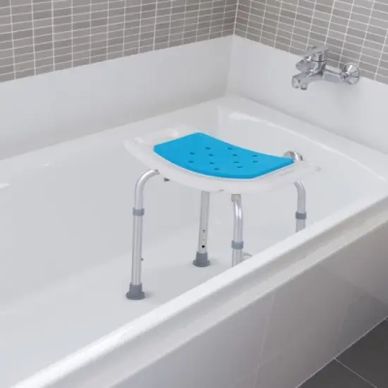 Homcom 6-Level Adjustable Curved Bath Stool Spa Shower Chair Non-Slip Design for the Elderly, Injured, & Pregnant Women image {2}