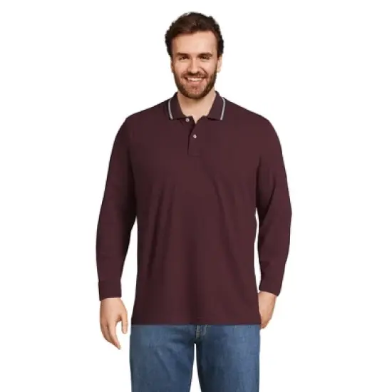 Lands' End Men's Comfort First Long Sleeve Solid Mesh Polo image {3}