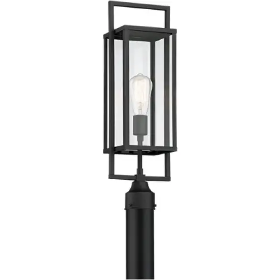 Possini Euro Design Jericho Modern Outdoor Post Light Textured Black 22" Clear Glass Panel for Exterior Barn Deck House Porch Yard Patio Home Outside image {6}