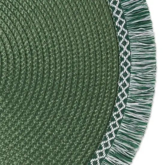 DII Fringe Placemat Set 6 Piece, Dark Green, 14.75" Dia image {2}