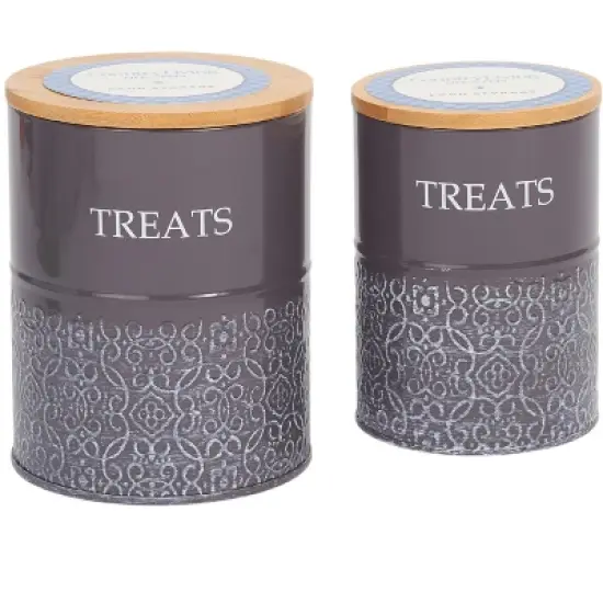 Country Living Set of 2 Volcanic Gray Carbon Steel Dog Treat Containers &ndash; Dog Treat Canisters, Elegant & Stylish Organization image {7}