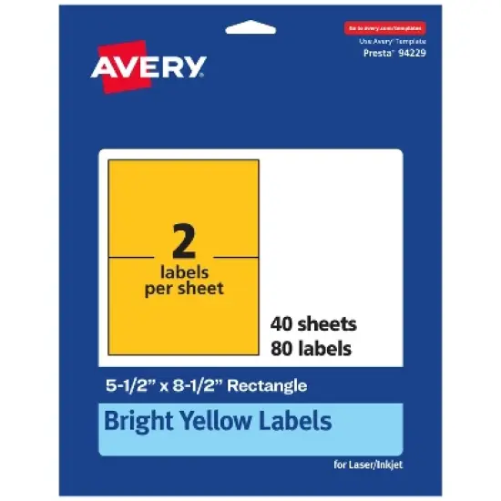 Avery Bright Yellow Paper Labels, 5.5" x 8.5" Rectangle image {11}