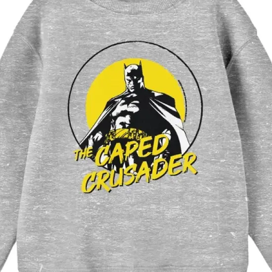 Batman The Caped Crusader Youth Heather Gray Crew Neck Sweatshirt image {1}