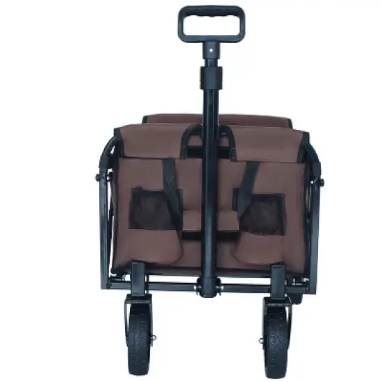 Expandable Dual-Layer Utility Wagon with 100% Extra Space - Grocery CartSupports 225lbs, Brown image {2}