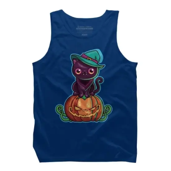 Men's Design By Humans Ferociously Cute Halloween Vampire Witch Kitty Cat By LittleBunnySunshine Tank Top image {6}