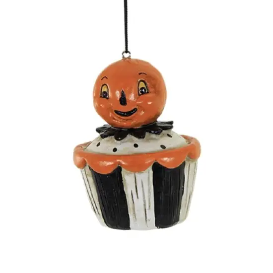 Holiday Ornament 3.25 In Halloween Cupcake Halloween Tree Ornament , Halloween Decor Pumpkin Owl Black Cat (3PC) image {3}