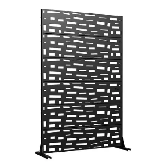 1-Piece 46.8 In. W x 71.37 In. H Wide Edged Black Galvanized Sheet Screen Outdoor Metal Screen Decorative Art Panel (6-Piece Assembly) image {2}