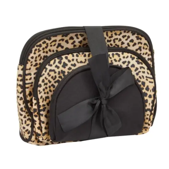 Glamlily 3 Pack Cheetah Print Makeup Bag Set, Cosmetic Travel Bags (3 Sizes) image {4}