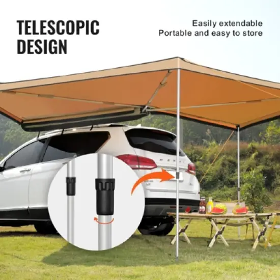 VEVOR Vehicle Awning 270 Degree, 8.2' Height Retractable Car Side Awning, PU3000mm UV50+ Car Awning with Waterproof Storage Bag image {4}