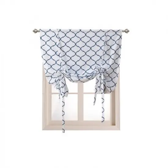 Kate Aurora Living Shabby Chic Trellis Quatrefoil Single Tie Up Window Curtain Shade image {2}