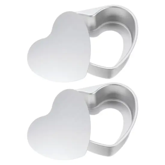 Unique Bargains Aluminum Nonstick Heart Shaped Removable Bottom Cake Pan 2 Pcs image {9}