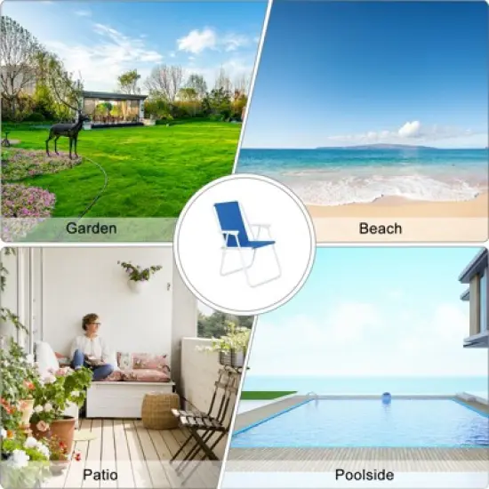 DOMETOUR Oxford Cloth Iron Outdoor Beach Chair Blue image {4}