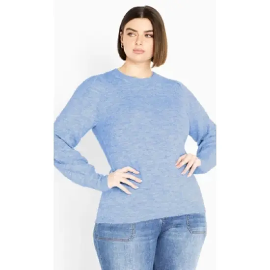 Women's Plus Size Nicky Pom Pom Sweater - sky blue | AVENUE image {7}