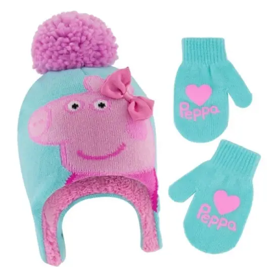 Peppa Pig Girls' Winter Hat and Mittens Set, Toddlers Age 2-4 image {2}