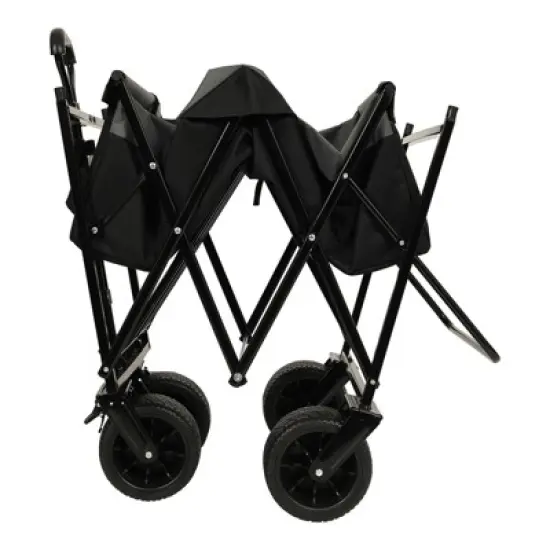 DSVIMOY Collapsible Wagon with Canopy, Wagon Stroller, Foldable Wagon for Camping, and Garden Use, Black, 45.28"*22.83"*38.78" image {4}