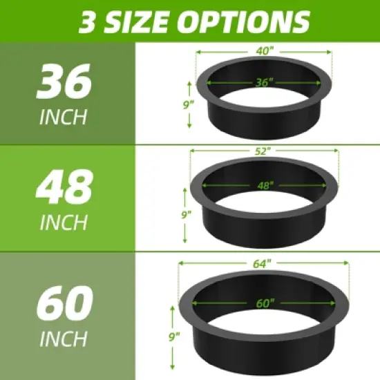 36 Inch Inner / 40 Inch Outer Fire Pit Ring, Heavy Duty Steel Metal Fire Ring Liner for Outdoor DIY Fire Pits image {3}