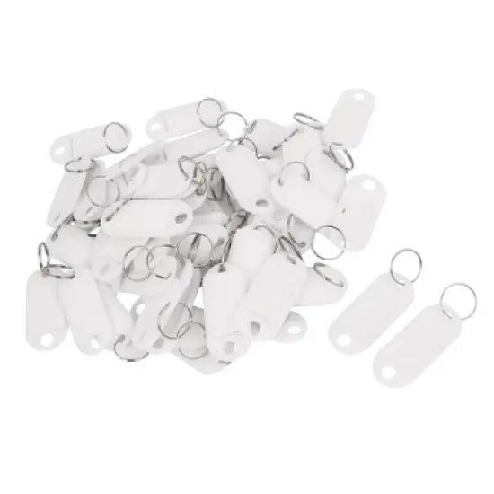 Unique Bargains 50 Pcs White Plastic Luggage Fobs ID Label Name Tag Badge Clip Holder Keyring image {5}