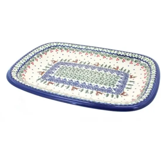 Blue Rose Polish Pottery 120 Vena Medium Rectangular Serving Platter image {11}