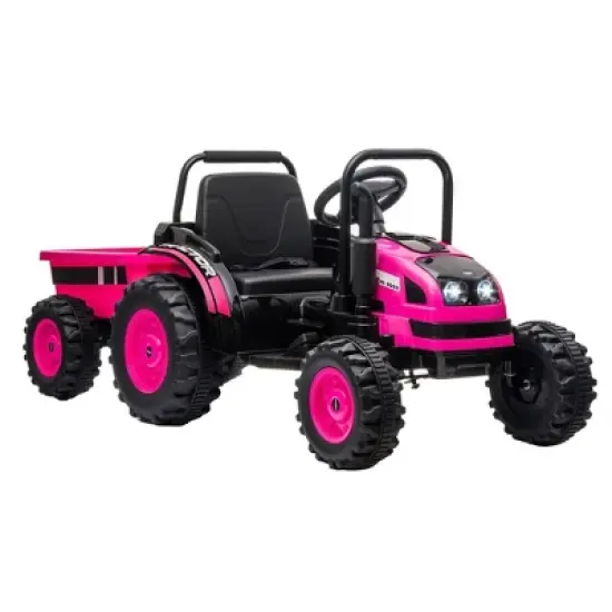 12V Electric Ride-On Tractor for Kids with Trailer image {7}