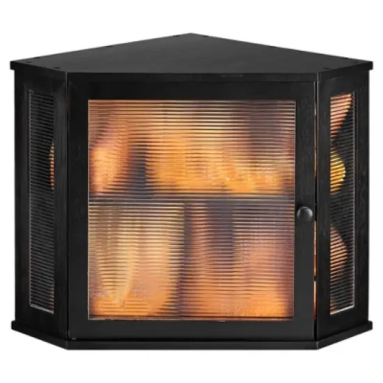 Unique Bargains Bamboo Acrylic Wavy Door Panel Extra Large Corner Bread Container Black Medium image {6}