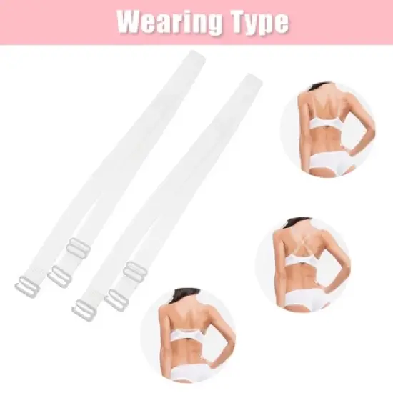 Unique Bargains ABS Non-Slip Adjustable Invisible Clear Bra Shoulder Strap Transparent 3 Pair image {4}