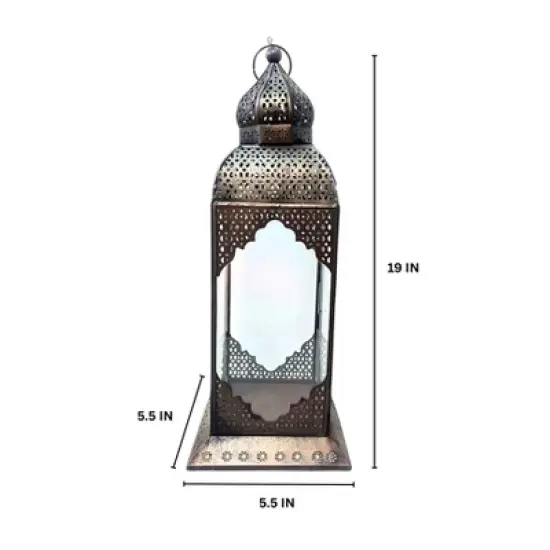Essential Decor & Beyond 19" Moroccan Metal Hanging Lantern Decorative Accent image {5}