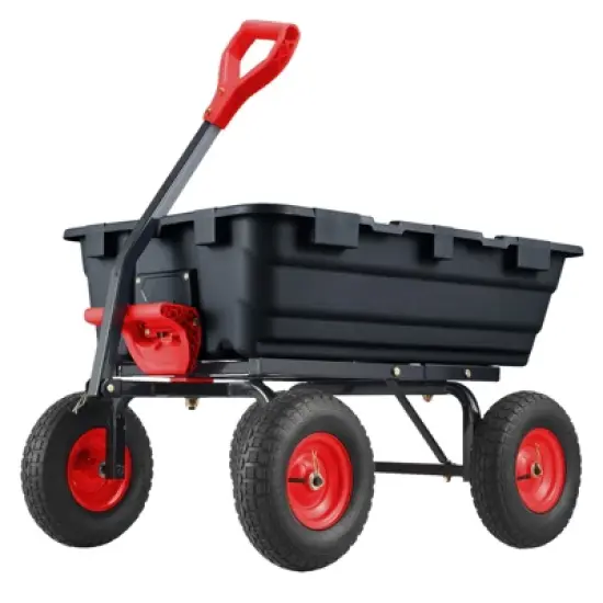 800 Lb Capacity Outdoor Wheelbarrow，Heavy Duty  Utility Dump Wagon Garden Wagon with 10 Inch Wheels,180&deg; Rotating Handle for Yard image {8}