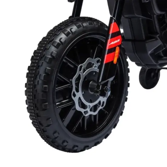 Qaba 12V Kids Motorcycle, Aprilia Licenced Electric Motorcycle for Kids with Training Wheels, Spring Suspension, LED Light, USB, Music image {5}