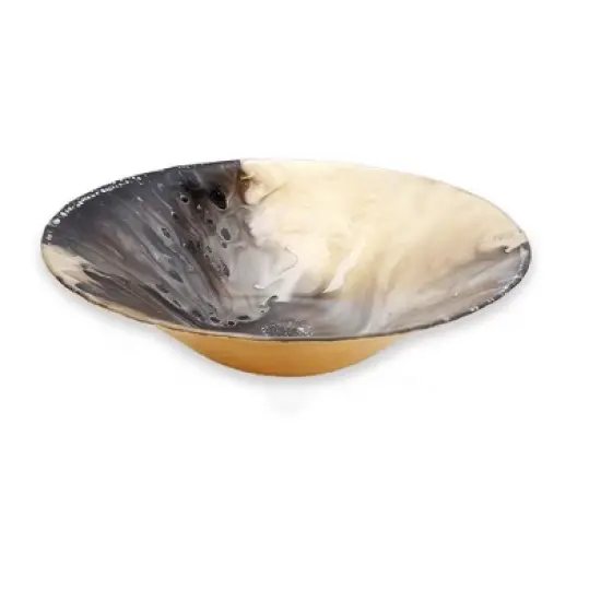 Classic Touch 12"D Gold Marbleized Salad Bowl image {3}